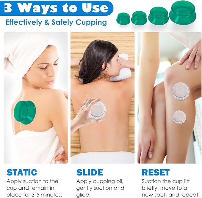 15Pcs Cupping Therapy Set-Professional Silicone Cupping, Suitable for Facial Body Massage/Deep Myofascial Release/Pain Relief/Muscle Relaxation & More (Green,15pcs)-HomvellaHome