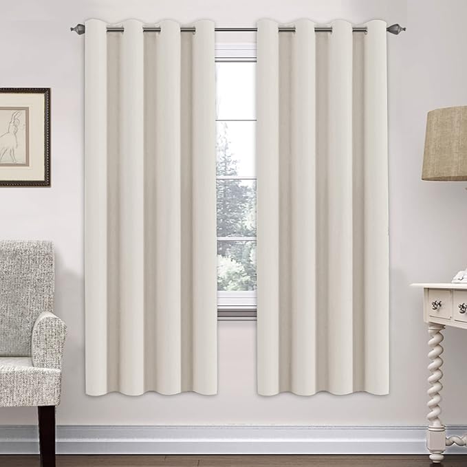 H.VERSAILTEX Room Darkening Curtains for Living Room Light Reducing Thermal Insulated Window Treatment Panels/Drapes Grommet Top 2 Panels (Ivory - 52 x 72 Inches)-HomvellaHome