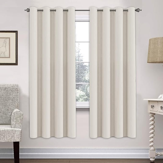 H.VERSAILTEX Room Darkening Curtains for Living Room Light Reducing Thermal Insulated Window Treatment Panels/Drapes Grommet Top 2 Panels (Ivory - 52 x 72 Inches)-HomvellaHome
