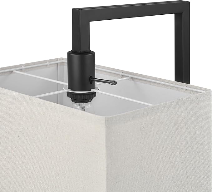 Globe Electric 61000052 60" Floor Lamp, Matte Black, Square White Fabric Shade, On/Off Rotary Switch on Socket, Square Rod, Reading Lamp, Home Office Accessories, Home Décor, Home Improvement-HomvellaHome