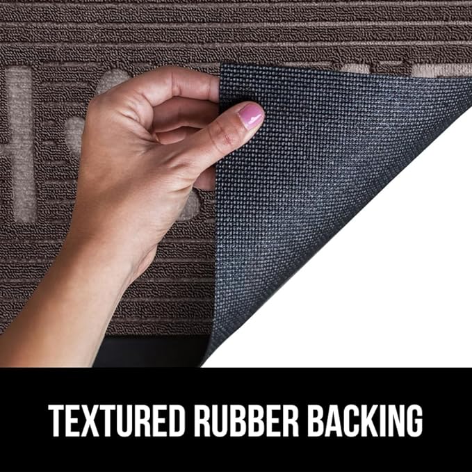 GORILLA GRIP 100% Waterproof All-Season WeatherMax Doormat, 47x35, US Designed Natural Rubber, Stain and Fade Resistant, Low Profile Indoor Outdoor Door Mats, Easy Clean Patio Mat, Espresso Home Paw-HomvellaHome