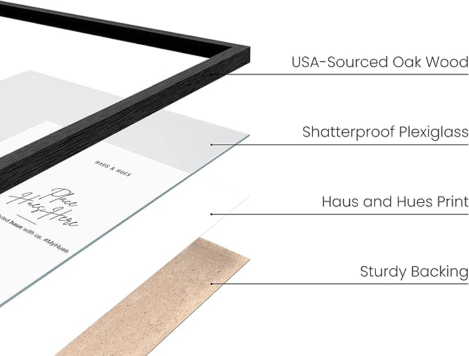 HAUS AND HUES Black Frames for Gallery Wall - Set of 6 Picture Collage Frames for Wall, picture Frame Sets for Wall Collage, Gallery Wall Frame Set (Two 8x10, Two 11x14, Two 12x16 Framed Black)-HomvellaHome