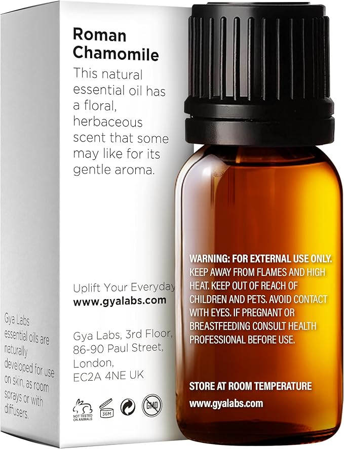 Gya Labs Roman Chamomile Essential Oil for Diffuser - 0.34 Fl Oz - 100% Pure Natural Roman Chamomile Oil for Skin, Hair, Face, Aromatherapy & Candle Making Scent-HomvellaHome