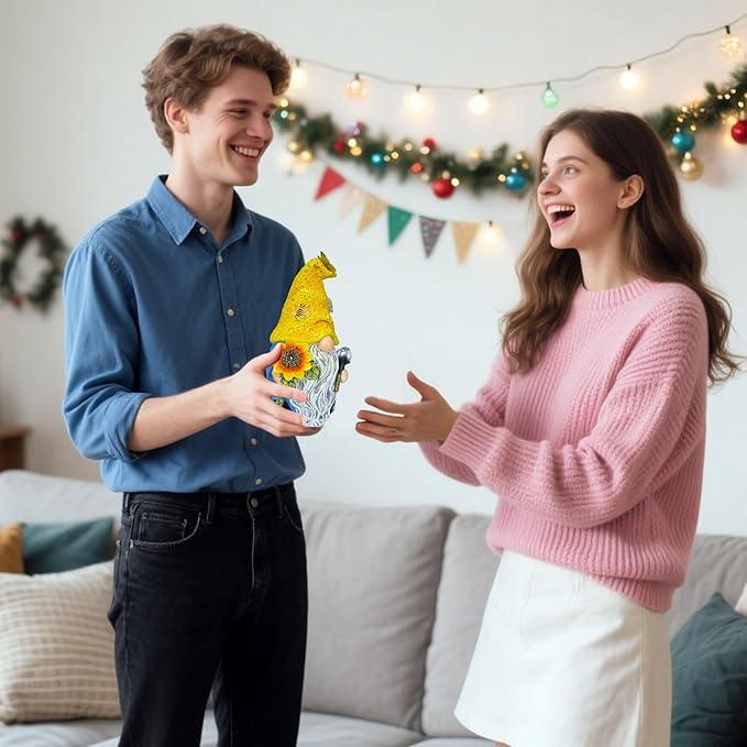 Garden Gnomes Outdoor Decor Solar Gnomes Statues with Butterfly Bee Sunflower Led Lighted Dwarf Outside Decorations for Yard Patio Lawn Ornaments Gifts for Women Mom-HomvellaHome