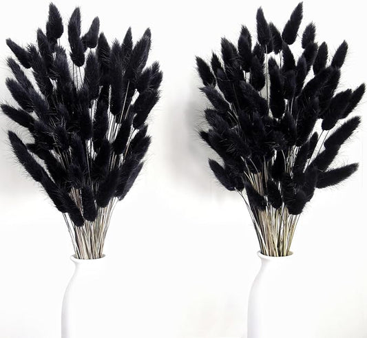 115 PCS Black Pampas Grass Bouquet, Boho Table Decor, Black Bunny Tails Dried Flowers, Dried Pampas Grass for Weddings, Home Decor, Rustic Parties, and Baby Shower Decorations-HomvellaHome