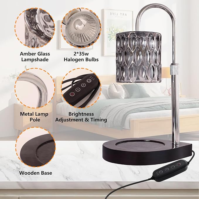 GEEZO Fragrance Candle Warmer Lamp，Electric Candle Warmer with Timer & Dimmer，Mom Christmas Birthday Gifts for Women, House Warming Gifts New Home Bedroom Decor-HomvellaHome