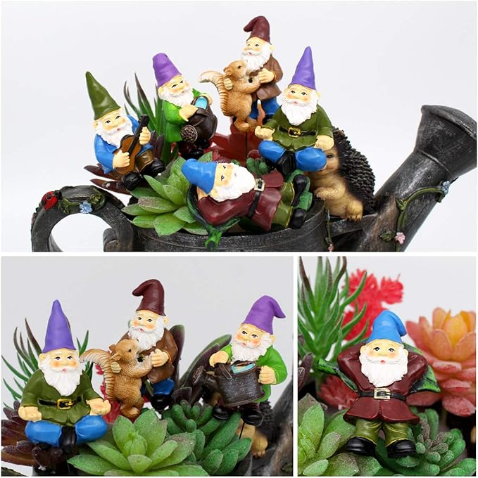 Garden Miniature Gnomes Set of 5PCS,Happy Life Gift for Outdoor Fairy Garden Yard Lawn Décor-HomvellaHome