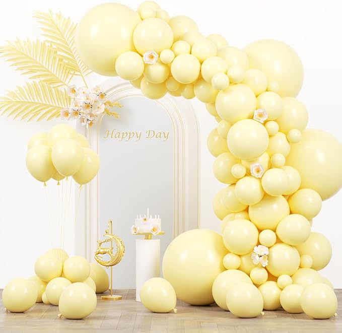130pcs Pastel Yellow Balloons Different Sizes 18" 12" 10" 5" Light Yellow Latex Balloon Garland Arch Kit for Birthday Baby Shower Graduation Wedding Gender Reveal Party Decorations-HomvellaHome