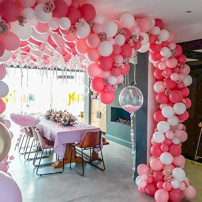 130pcs Hot Pink Balloons Different Sizes 18" 12" 10" 5" Dark Pink Balloons for Birthday Graduation Baby Shower Wedding Anniversary Princess Theme Party Valentine's Day Decorations-HomvellaHome