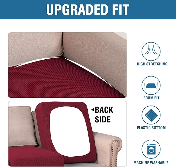 H.VERSAILTEX Super Stretch Stylish Cushions Covers/Furniture Cover Spandex Jacquard Small Checked Pattern Super Soft Slipcover Washable Individual-HomvellaHome