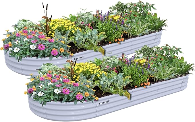 2 Pack 8x3x1FT Galvanized Raised Garden Bed Large Metal Planter Box Kit Elevated Raised Garden Planters for Outdoor Plants, Gray-HomvellaHome