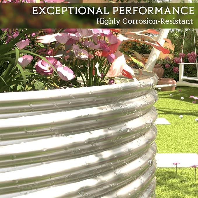 2 Pack 8x2FT Tall Galvanized Raised Garden Bed Outdoor,Metal Garden Bed for Vegetables,Steel Raised Beds for Gardening,Above Ground Garden Box for Flower-DW5-HomvellaHome