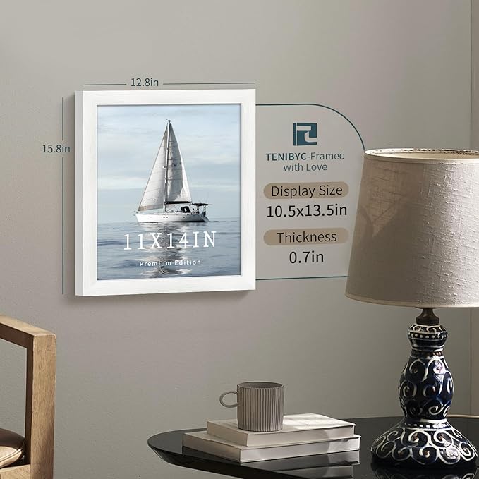 11x14 Picture Frame Set - 3 Pack, Textured White Solid Wood, HD Tempered Glass, Wall Gallery Photo Frame-HomvellaHome