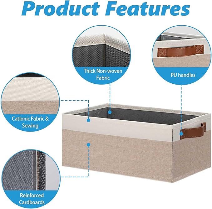 GhvyenntteS Small Fabric Storage Bins 6 Pack, 11.8" x 7.87" x 5.11" Storage Basket with Leather Handles, Closet Storage Bins for Shelves, Storage Baskets for Shelves, DVD Storage (Pink/White)-HomvellaHome