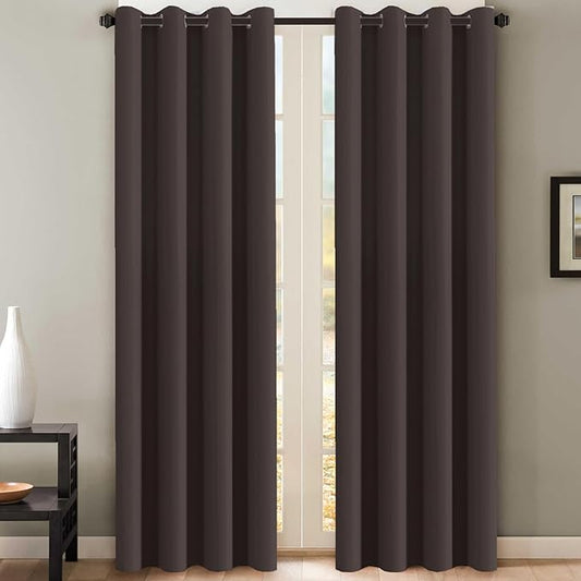 H.VERSAILTEX Thermal Insulated Blackout Curtains for Living Room 108 Inches Long, Window Treatment Grommet Top Extra Long Panels/Drapes for Bedroom (52-inch by 108-inch, Chocolate Brown, Set of 2)-HomvellaHome