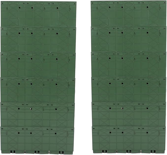 12Pieces 3-Pot Wall Planter Vertical Garden Plant Walls Wall Mounted Vertical Planter with Water-Storage Layer Stackable Wall-Mounted Flower Pot for Gardens, Balconies 180.78lbs Total Capacity (Green)-HomvellaHome