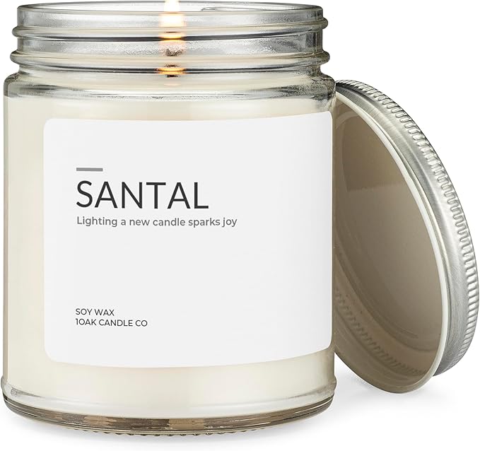 1OAK Soy Santal Candle (Santal) - Soy Wax Scented Candle - Candles for Home Scented - Long Burning Candles Premium - Hand-Poured (7oz.)-HomvellaHome