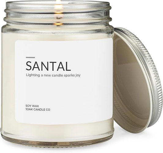 1OAK Soy Santal Candle (Santal) - Soy Wax Scented Candle - Candles for Home Scented - Long Burning Candles Premium - Hand-Poured (7oz.)-HomvellaHome