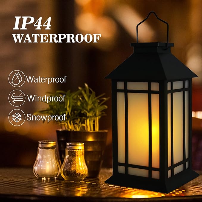 11" Solar Lantern Outdoor Garden Hanging Lanterns Waterproof LED Vintage Flickering Flame Lanterns for Patio, Table, Party.-HomvellaHome