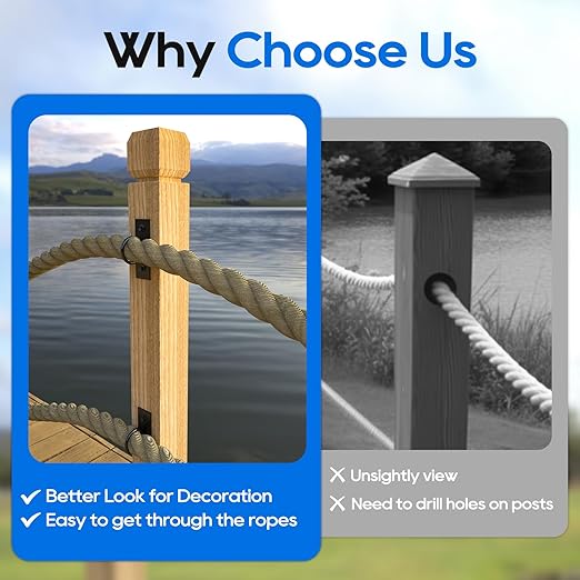 10Pack 2inch Rope Support Holder Drop Ring Brackets Stainless Steel Decorative for Hemp Rope Fencing Stair Deck Railing Ceiling Hook-HomvellaHome