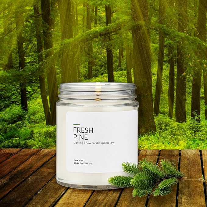 1OAK Soy Wax Candles (Fresh Pine) - Pine Candle - Soy Candles for Home Scented - Long Burning Premium - Hand-Poured (7oz.)-HomvellaHome