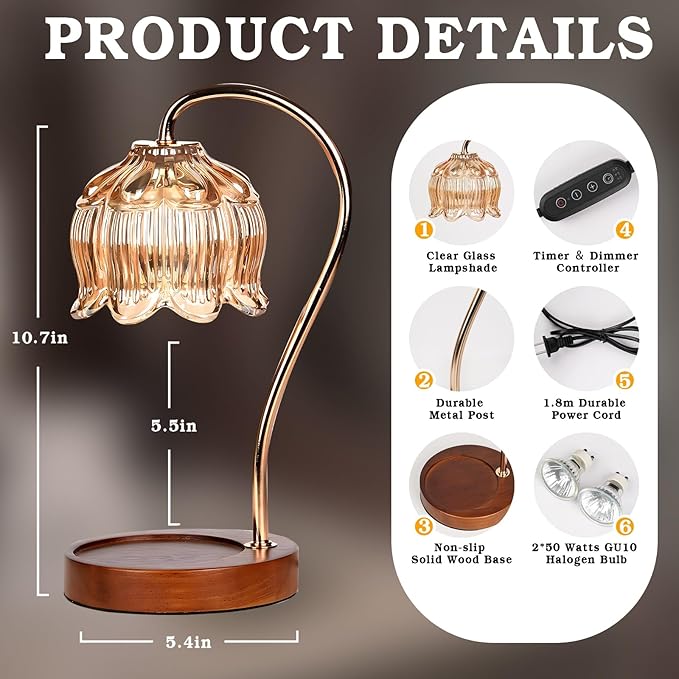 GEEZO Fragrance Candle Warmer Lamp，Electric Candle Warmer with Timer & Dimmer，Mom Christmas Birthday Gifts for Women, House Warming Gifts New Home Bedroom Decor-HomvellaHome