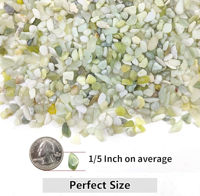 10LB Succulent and Cactus Pebbles, 1/5 Inch Jade Natural Decorative Polished Stones, River Rocks for Plants, Vases and Outdoor Gardening,Green-HomvellaHome