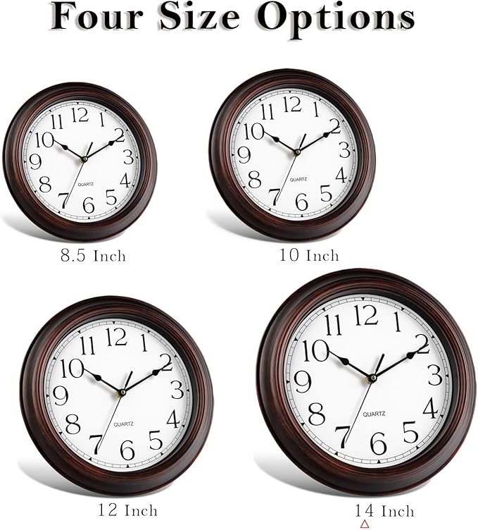 14 Inch Wall Clocks Battery Operated Silent Non-Ticking Wall Clock Vintage Retro Rustic Style Decorative for Living Room Kitchen Farmhouse (Bronze)-HomvellaHome