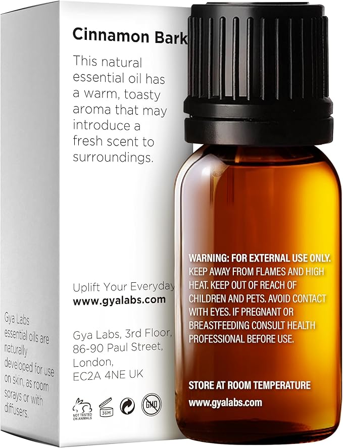 Gya Labs Cinnamon Essential Oil for Diffuser - 0.34 Fl Oz - 100% Pure Natural Cinnamon Bark Essential Oil for Skin, Hair, Lips Body & Candle Making Scent-HomvellaHome
