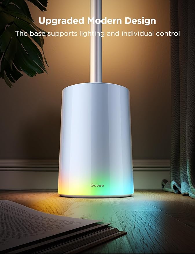 Govee Floor Lamp 2 with Matter, RGBIC, Warm Cool White LED, Alexa Compatible, 1725lm, Music Sync, Scene Modes, Smart Floor Lamp for Living Room, Bedroom, Silver(1 Pack)-HomvellaHome