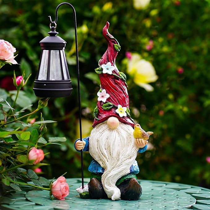 Garden Gnomes Outdoor Statue with Solar Lights,Solar Gnomes Decorations for Yard Outdoor gnome Decorations for Garden, Patio Gnome Gifts for Mom-HomvellaHome