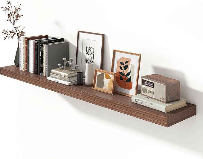 12 Inch Deep Floating Shelves for Wall | 72W x 12D Floating Shelves Set of 1 | Rustic Walnut Long Floating Shelves for Living Room Bathroom Laundry Room Bedroom Kitchen Home Office-HomvellaHome