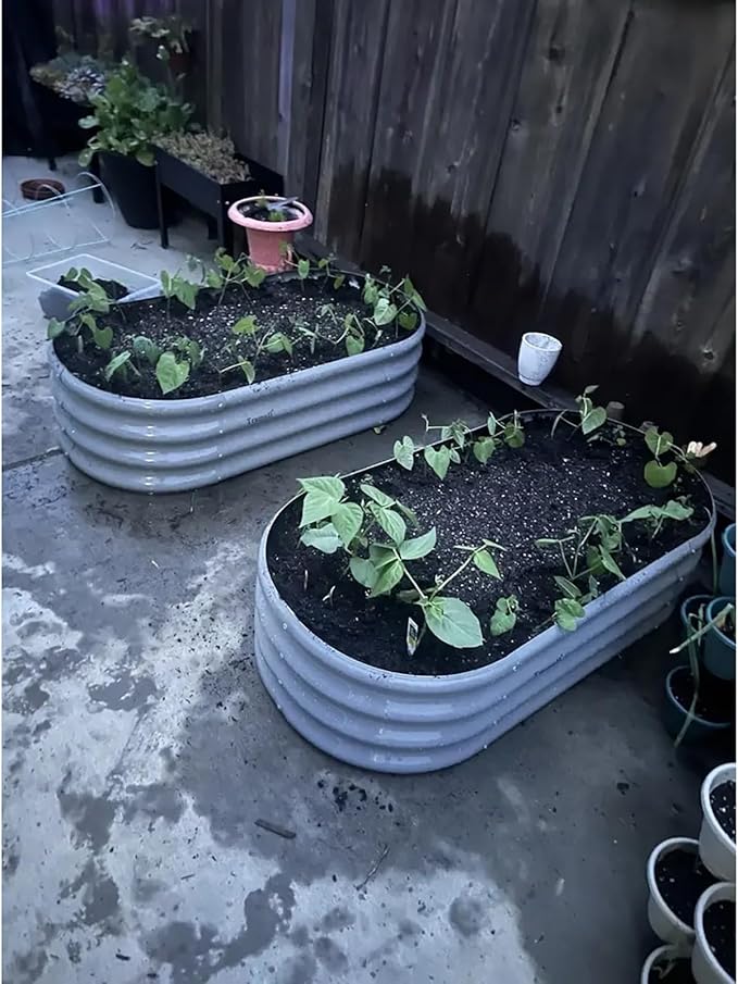2 Pack 4x2x1FT Galvanized Raised Garden Bed Kit Oval Metal Ground Planter Box Outdoor Bottomless Planter Raised Beds for Vegetables Flowers Herbs Fruits, Green-HomvellaHome