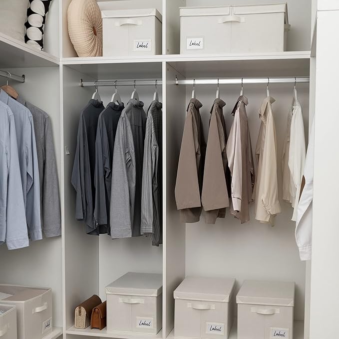 GRANNY SAYS Fabric Storage Bin with Lid, Decorative Storage Box for Shelves, Container Storage Basket Organizer, Closet Bins with Lids for Organizing, Jumbo, Ivory, 1-Pack-HomvellaHome