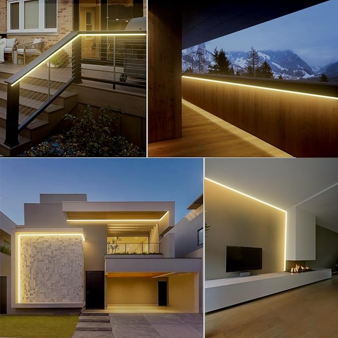 GZBtech Flexible LED Neon Rope Lights 82FT,AC 110-120V Waterproof Strip Light, 120 LEDs/M Cuttable Connectable Neon Lighting for Indoor Outdoor Home Decor/Commercial Building Use-Warm White 25M-HomvellaHome