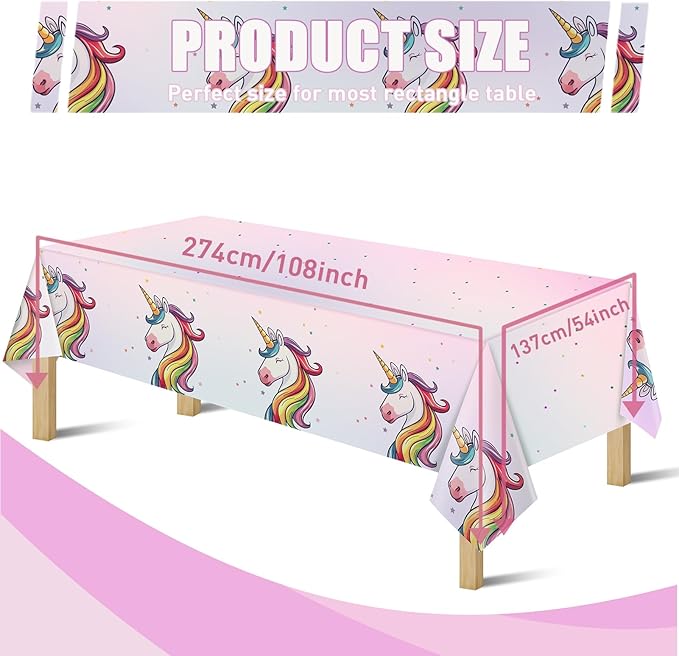 16Pcs Unicorn Tablecloths for Birthday Party, Unicorn Plastic Table Cover Disposable Party Table Cloths, unicórnio Festa Supplies for Baby Shower and Birthday Decoration for Girls (54'' x 108'')-HomvellaHome