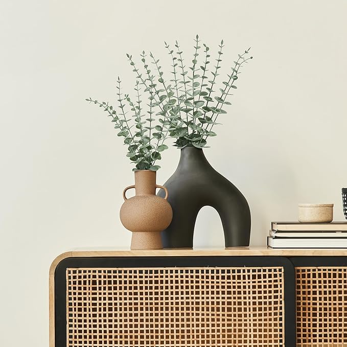 18Pcs Faux Eucalyptus Stems, 15" Artificial Eucalyptus Plants with White Frosted Coating, Fake Eucalyptus Decor Plastic Greenery Leaves for Wedding Bouquets Home Decor DIY Floral Arrangements-HomvellaHome