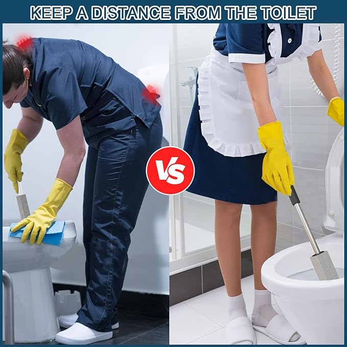 2 Pack Pumice Stone for Toilet Cleaning,16.14In Extra Long Handle Toilet Pumice Stone Toilet Bowl Cleaner Brush Toilet Scrubber for Toilets Bathtubs Grills Sinks-HomvellaHome