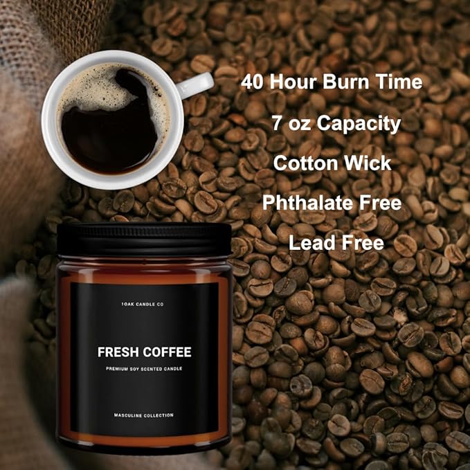 1OAK Scented Candles for Men - Fresh Coffee Candle - Espresso & Roast Coffee - Home Gifts (7oz.)-HomvellaHome