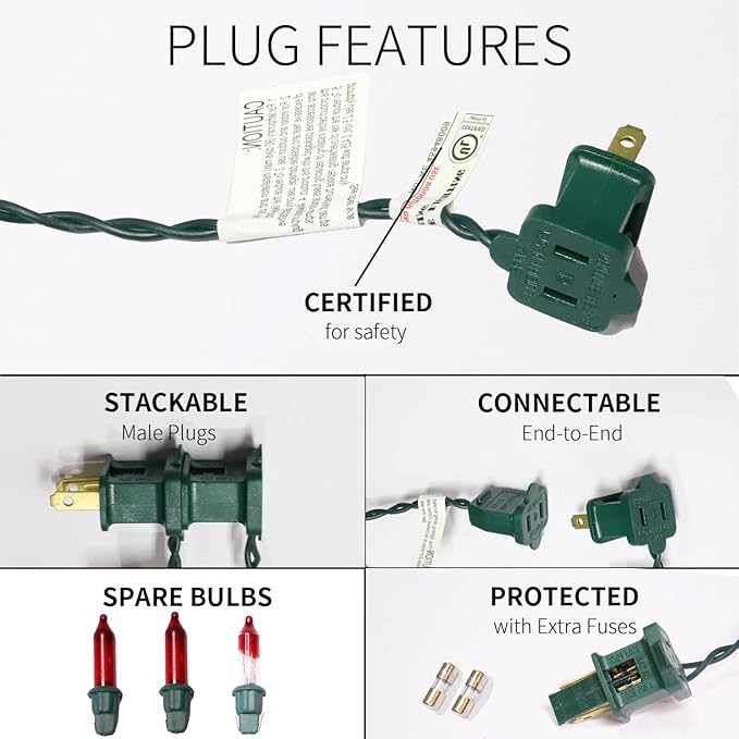 100LIGHTS RED Extra-Bright with End Connectors Christmas Decorative Lights 5.98m UL Certified Mini String Light Set Waterproof for Home Garden Holiday Christmas Tree Party Patio Decor Wedding-HomvellaHome