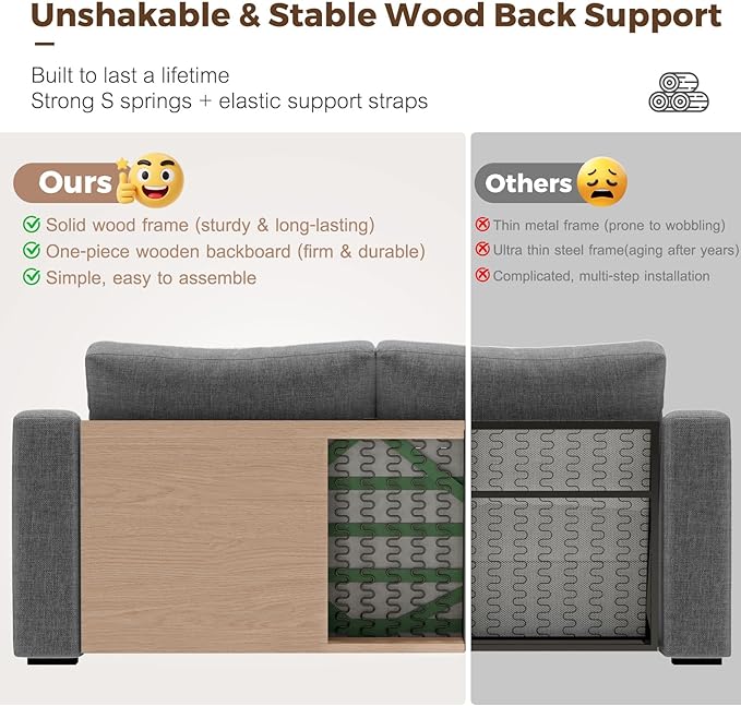 112" L Shaped Sectional Sofa with Detachable Sofa Cover, Reversible Sectional Modular Couch for Living Room, Linen Fabric Corner Couch with 7 Seats, Grey-HomvellaHome