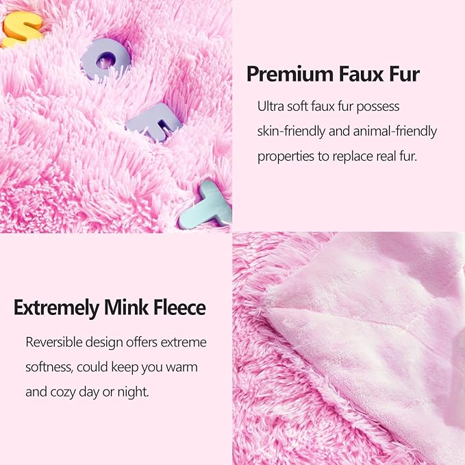 GONAAP Fuzzy Faux Fur Throw Blanket Light Pink Super Soft Cozy Plush Fuzzy Shaggy Blanket for Couch Sofa Bed (Light Pink, Throw(50"x60"))-HomvellaHome