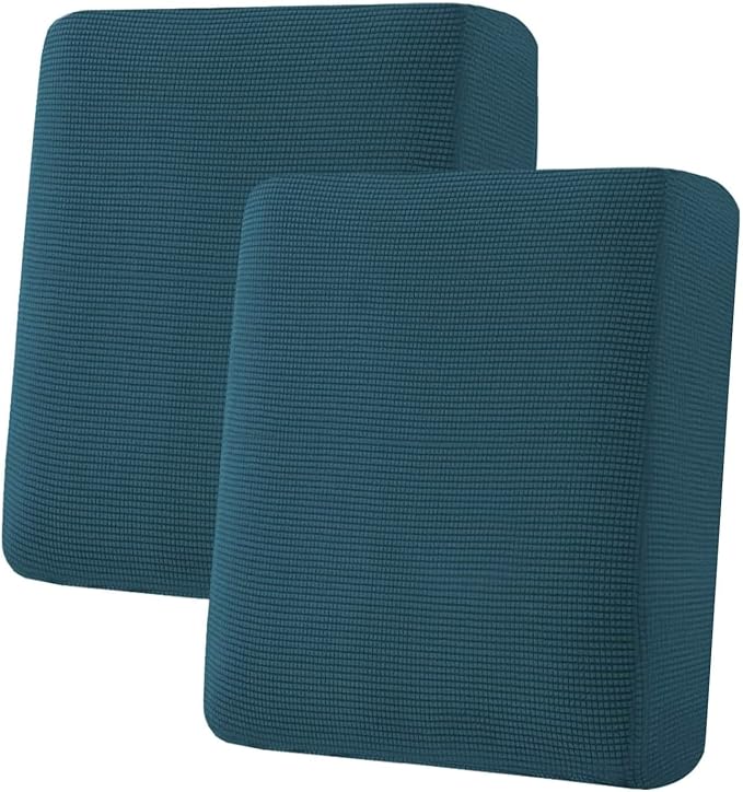 H.VERSAILTEX Super Stretch Individual Seat Cushion Covers Sofa Covers Couch Cushion Covers Slipcover Sets Thick Jacquard Textured Twill Fabric (2 Piece Medium Sofa Cushion Covers, Deep Teal)-HomvellaHome