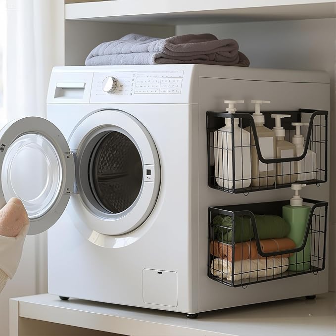 2 Pack Magnetic Shelf for Fridge Fruit Storage Container Fridge Magnetic Baskets Fruit Potato Onion Storage Bins, Pantry Organizer Refrigerator, Kitchen Counter, Cabinet, 12.4 x 7.9 x 5 Inch-HomvellaHome