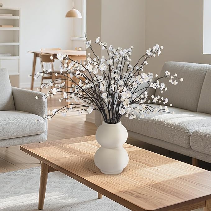 Geegoods 10 Stems White Faux Flowers for Vase – Real Touch Artificial Baby Breath Branches Long Stem for Tall Vase Indoor Home Table Centerpieces Decoration-HomvellaHome