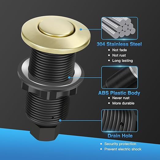 Garbage Disposal Air Switch Kit, UL Certified Professional Garbage Disposal Switch Button Power Module, Sink Top Waste Disposer On/Off Switch-HomvellaHome