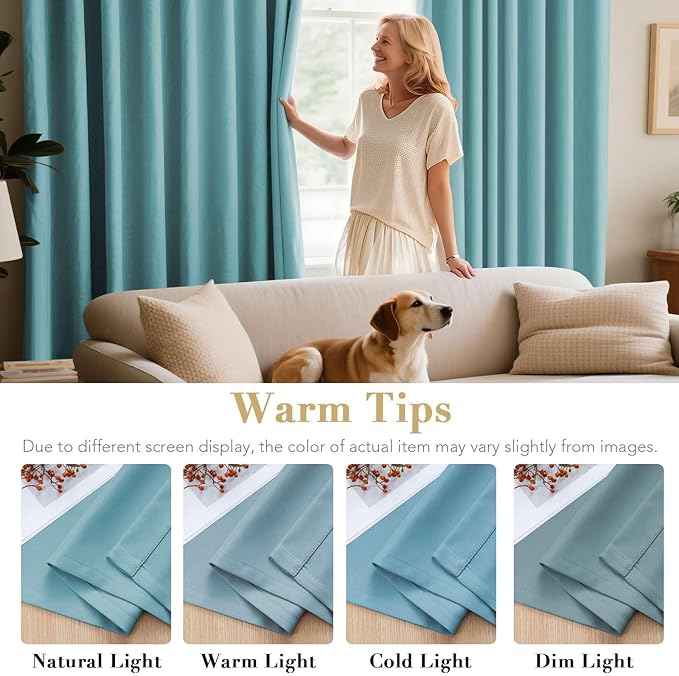 H.VERSAILTEX Thermal Insulated Blackout Drapes Soft and Smooth Microfiber Formaldehyde-Free Curtains for Nursery,Grommet Window Panels,52 by 84 - Inch - Aqua - Set of 2-HomvellaHome