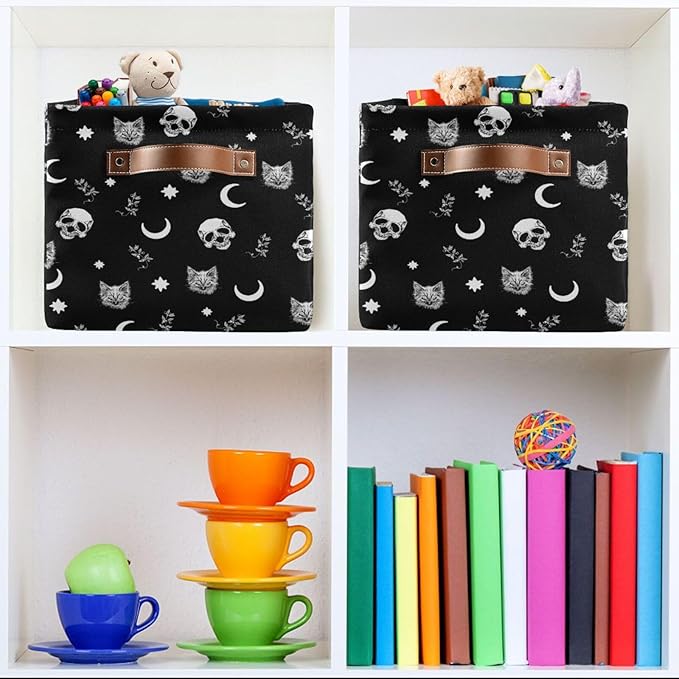 Gothic Pattern Storage Bins Collapsible Shelf Basket Cube with Handle for Nursery Bedroom Bathroom-HomvellaHome