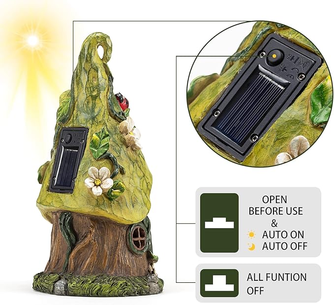 Garden Decor Outdoor Solar Statues, 9.4Inch Resin Fairy Garden Solar Lights Birthday Gifts for Women Yard Decorations, Gardening Gifts for Patio, Balcony, Porch Decor-HomvellaHome