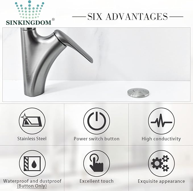 Garbage Disposal SinkTop Air Switch Kit with Stainless Steel Button,Brushed Nickel-HomvellaHome